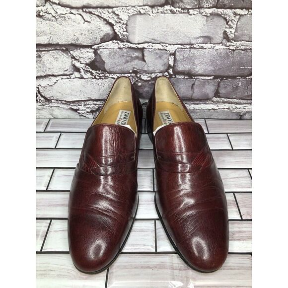 Dino Bigioni Burgundy Leather Slip On Dress Loafers Shoes Men Sz 43.5EU/10.5M US